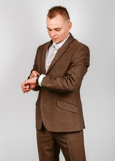 Garnitur 2 guziki brązowy